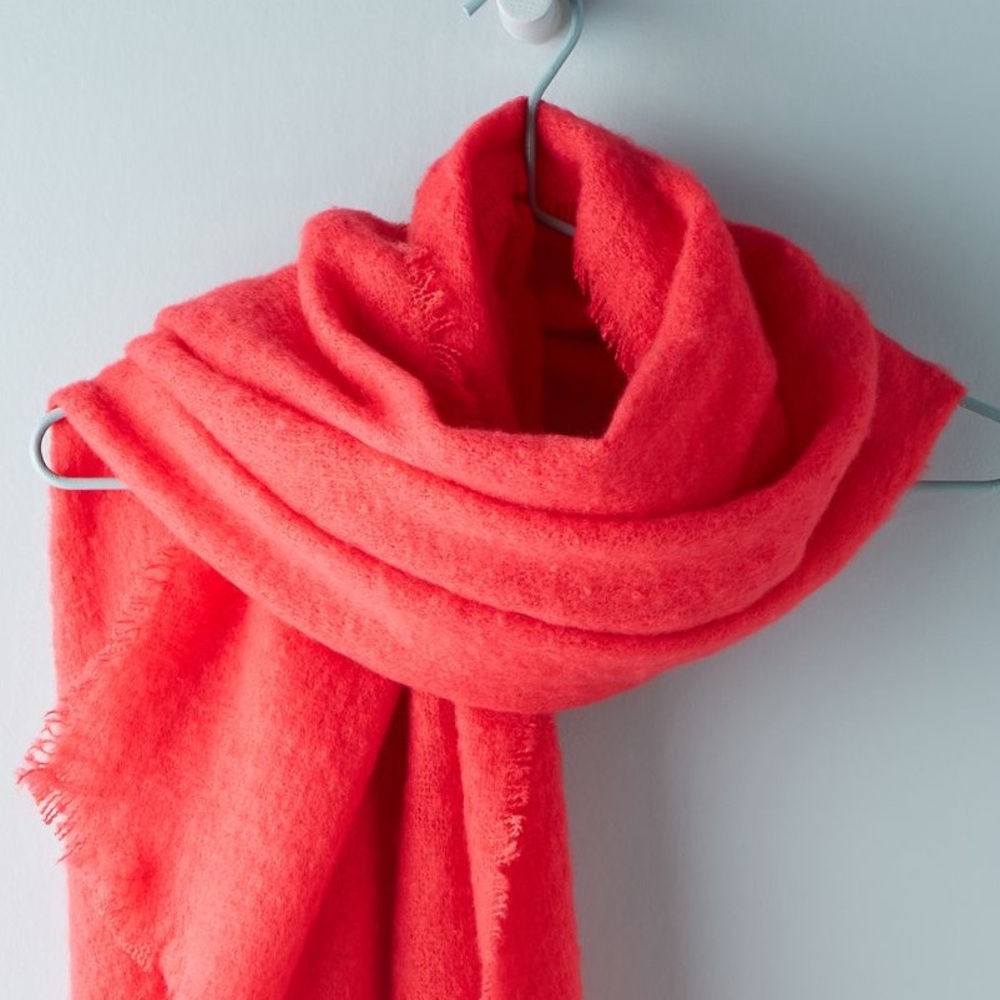 Anthropologie Joyeux Boucle scarf, worn one time. Gorgeous red-pink color.
